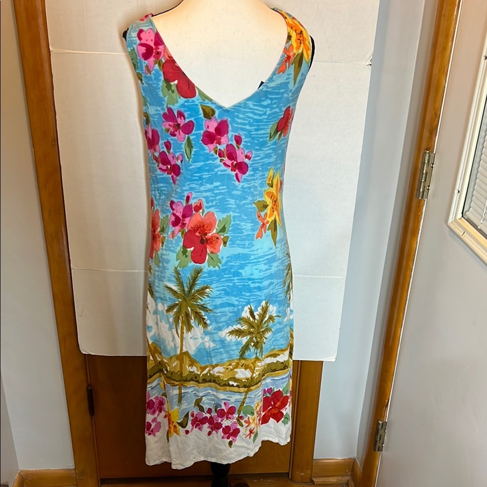 Phool Tropical Floral Sleeveless Dress - Blue and Multicolor - Picture 3 of 9